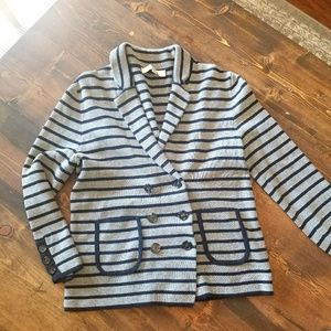 Loft navy and gray knit blazer size small